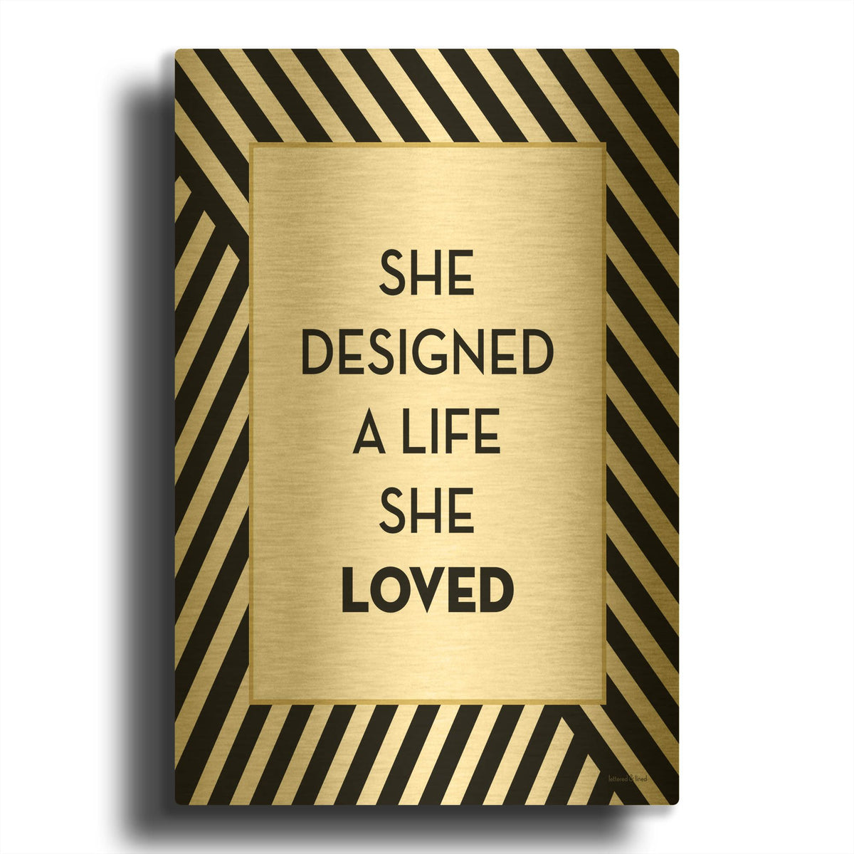 'A Life She Loved' By Lettered & Lined Gold Metal Wall Art
