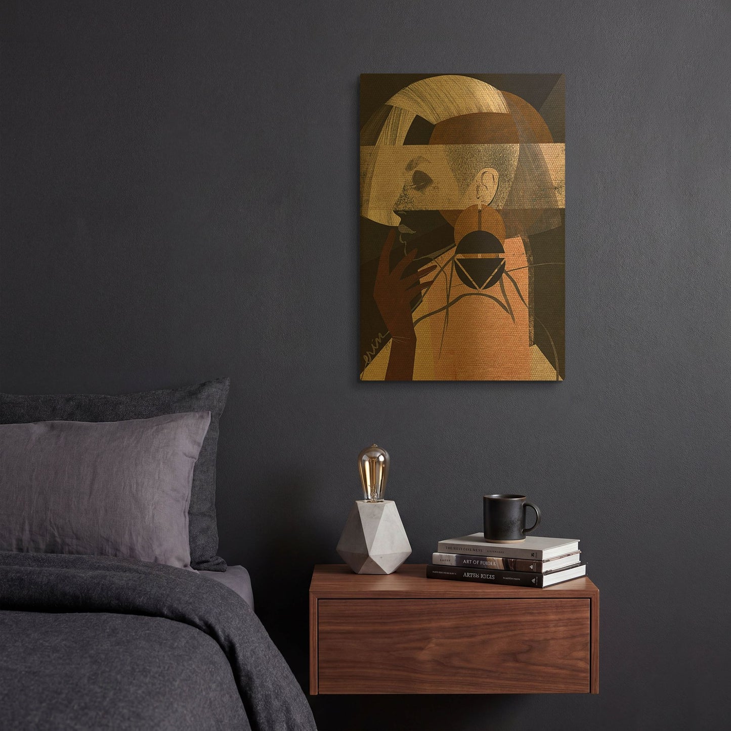 'Face Off No. 2' By Erin Robinson Gold Metal Wall Art