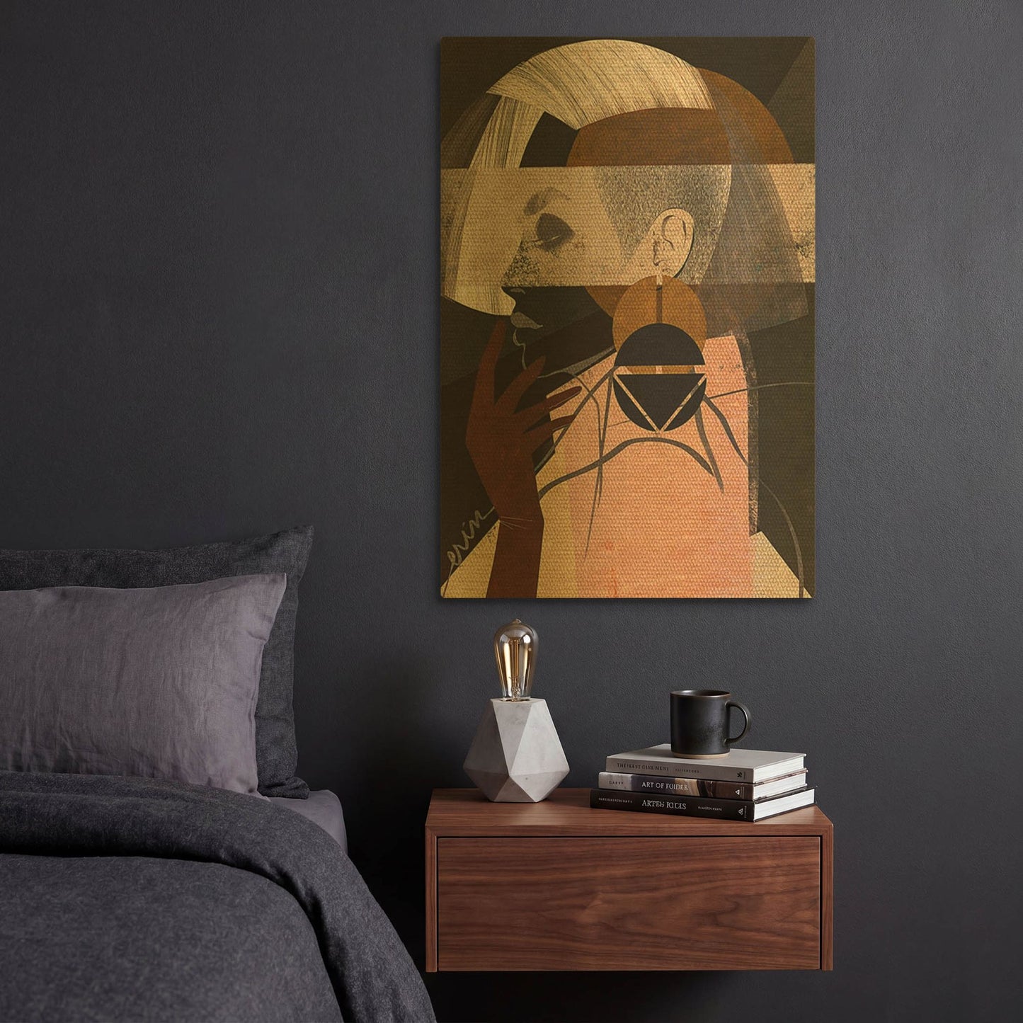'Face Off No. 2' By Erin Robinson Gold Metal Wall Art