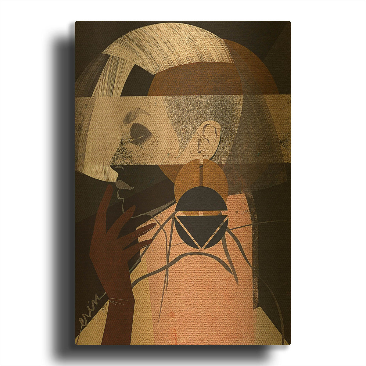 'Face Off No. 2' By Erin Robinson Gold Metal Wall Art