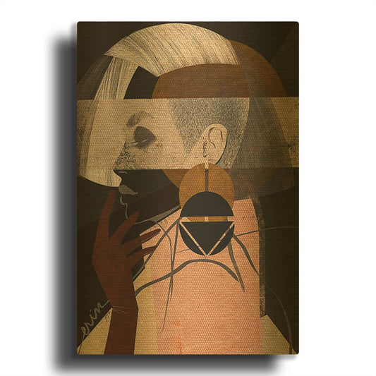 'Face Off No. 2' By Erin Robinson Gold Metal Wall Art