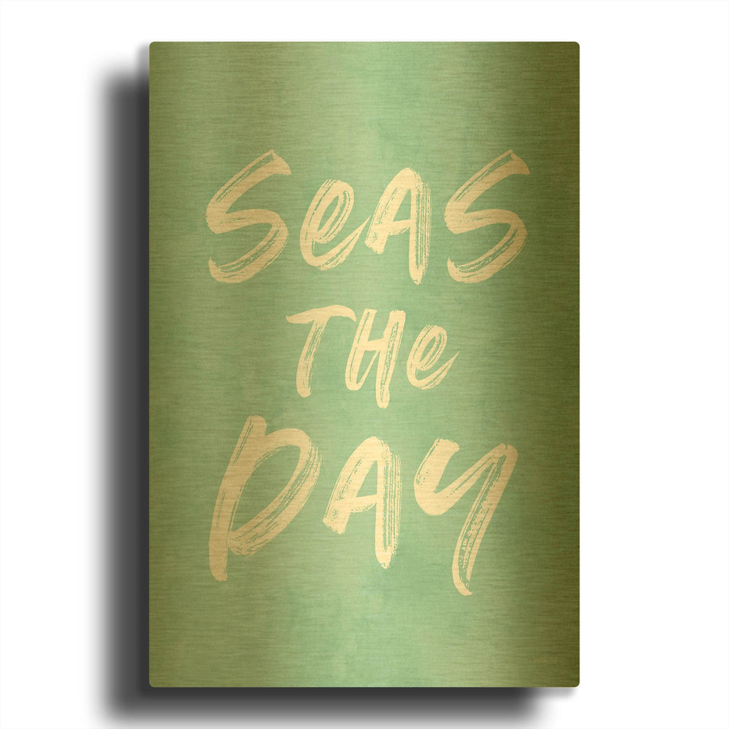 'Seas The Day' By Lettered & Lined Gold Metal Wall Art