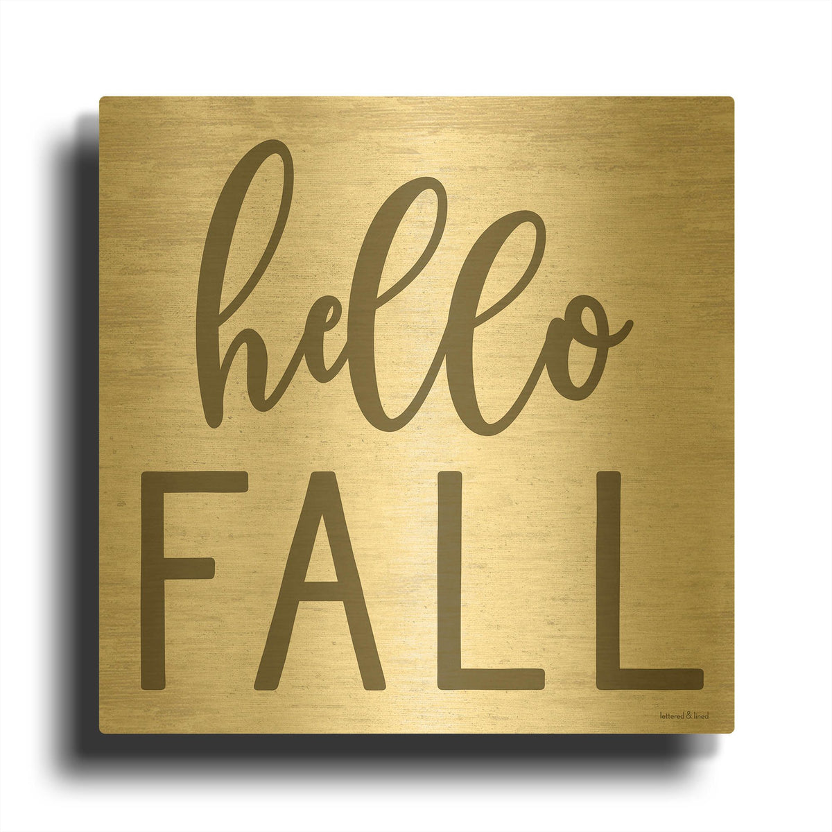 'Hello Fall' By Lettered & Lined Gold Metal Wall Art
