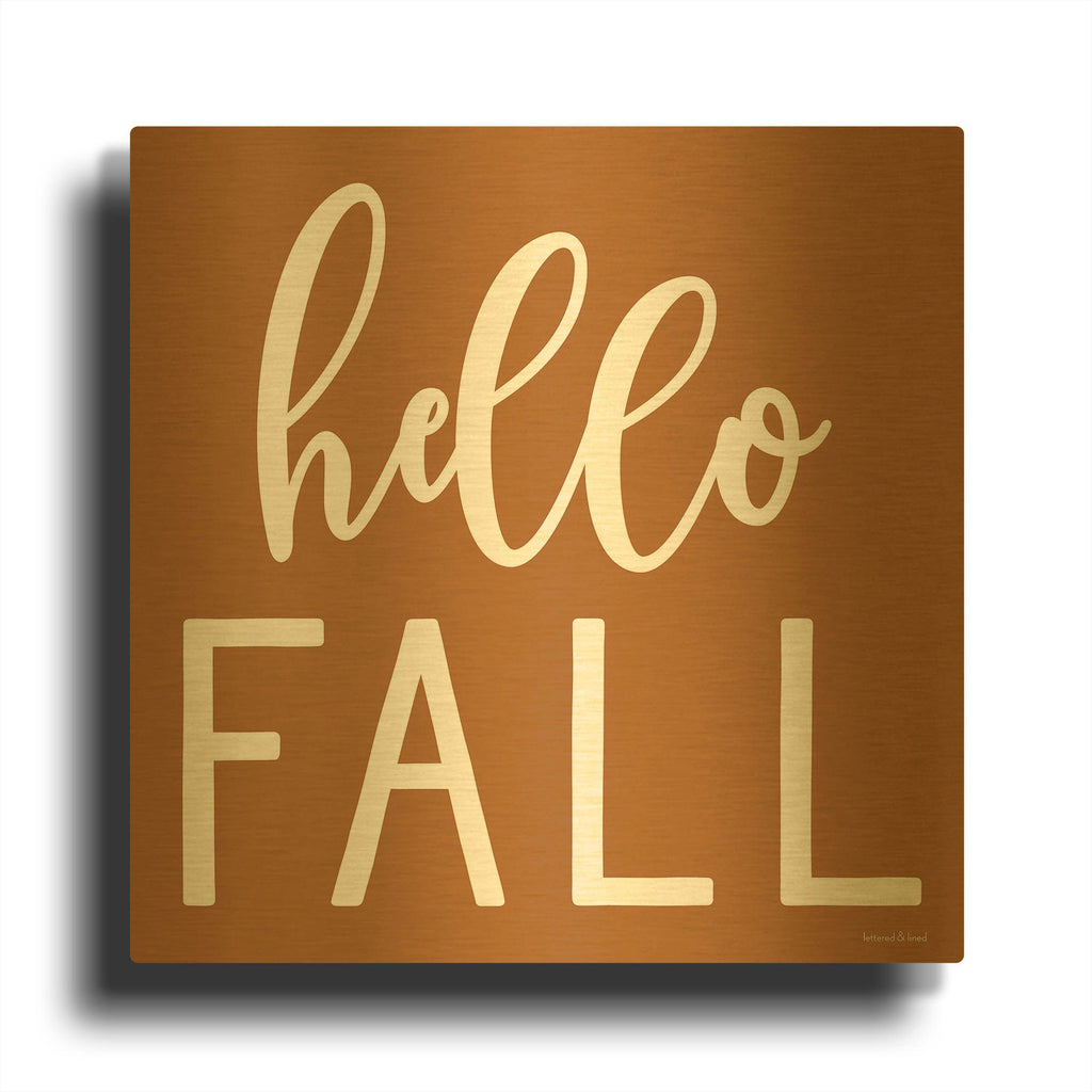 'Hello Fall II' By Lettered & Lined Gold Metal Wall Art