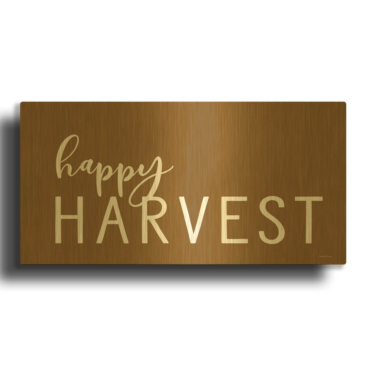 'Happy Harvest II' By Lettered & Lined Gold Metal Wall Art