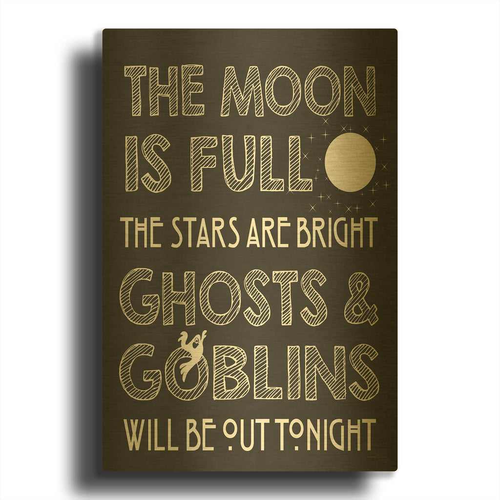 'The Moon Is Full II' By Lettered & Lined Gold Metal Wall Art