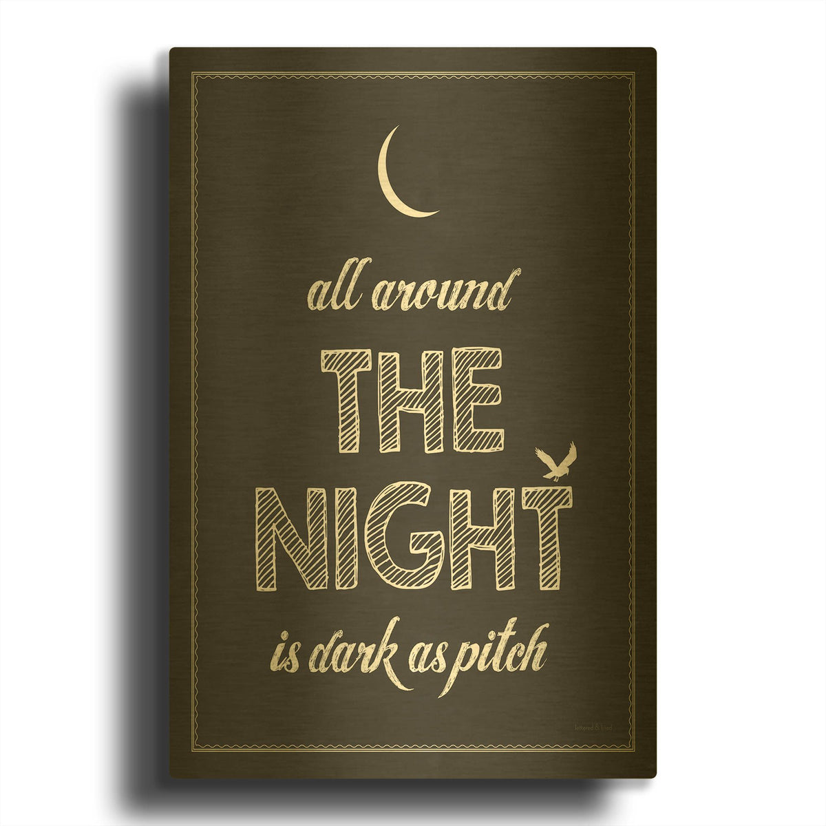 'All Around The Night I' By Lettered & Lined Gold Metal Wall Art
