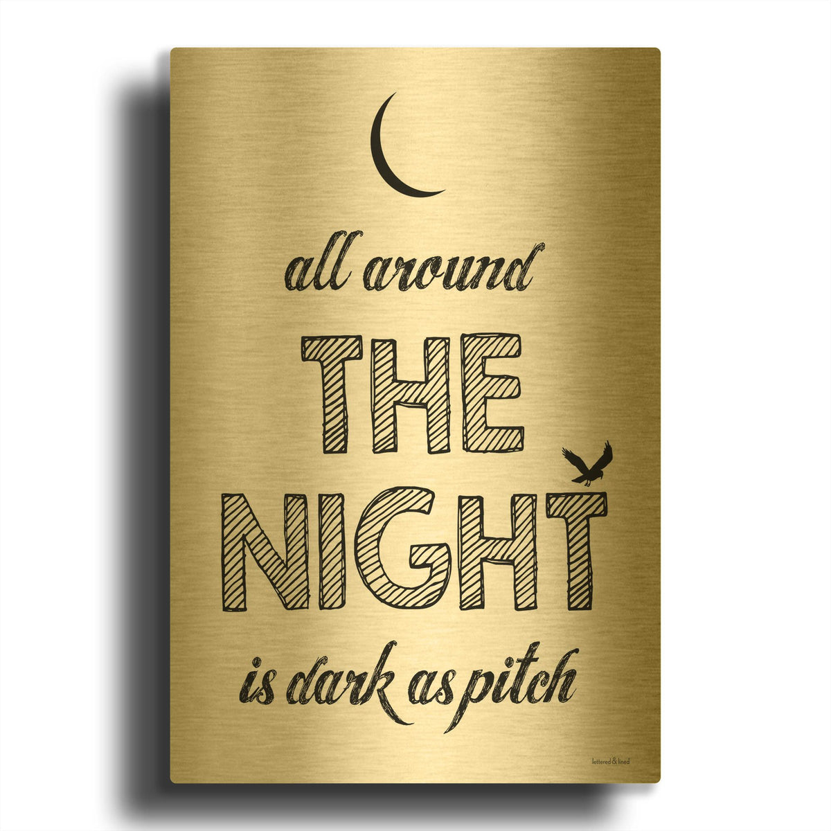 'All Around The Night II' By Lettered & Lined Gold Metal Wall Art