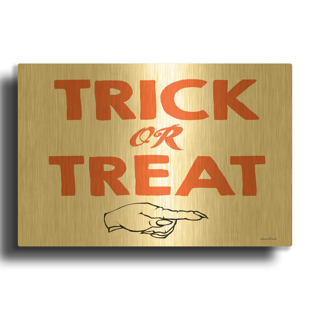 'Trick Or Treat' By Lettered & Lined Gold Metal Wall Art