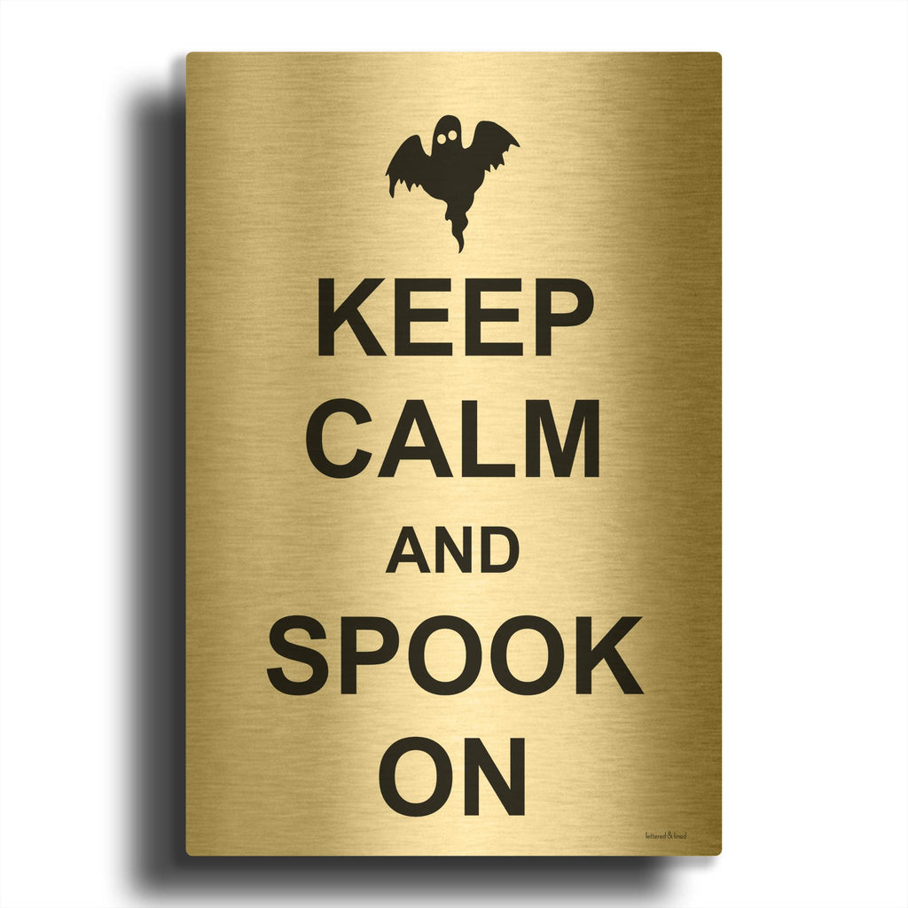 'Keep Calm And Spook On' By Lettered & Lined Gold Metal Wall Art