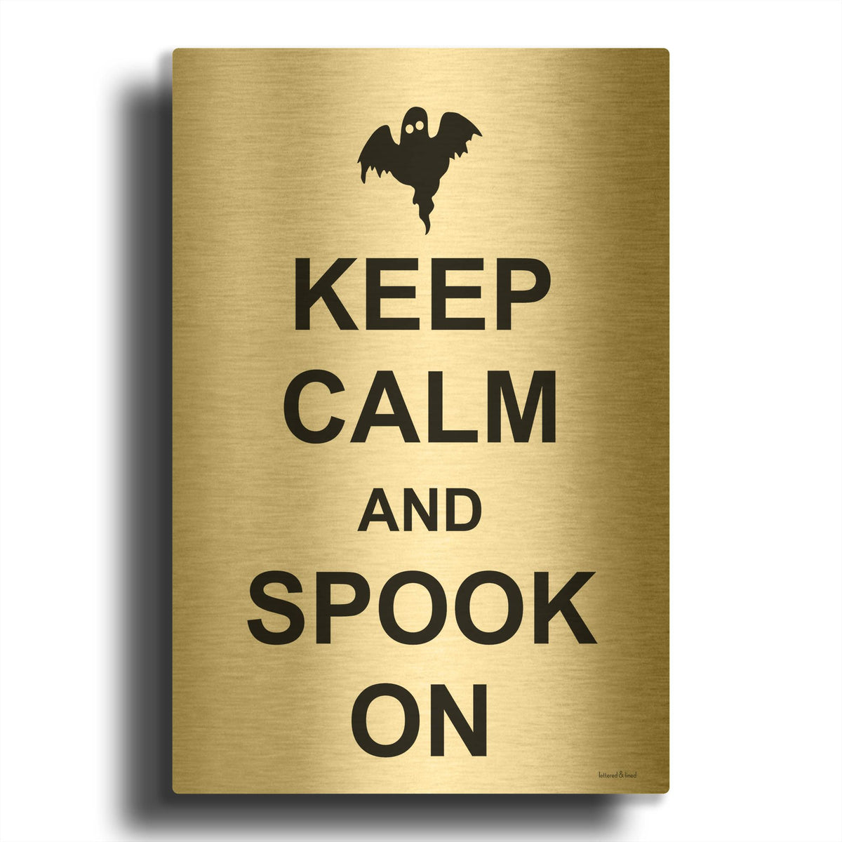'Keep Calm And Spook On' By Lettered & Lined Gold Metal Wall Art