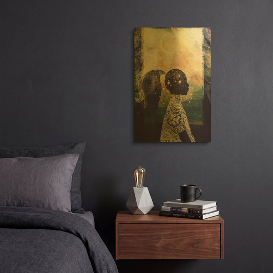 'The Sun, Stars and Moon' By Erin Robinson Gold Metal Wall Art