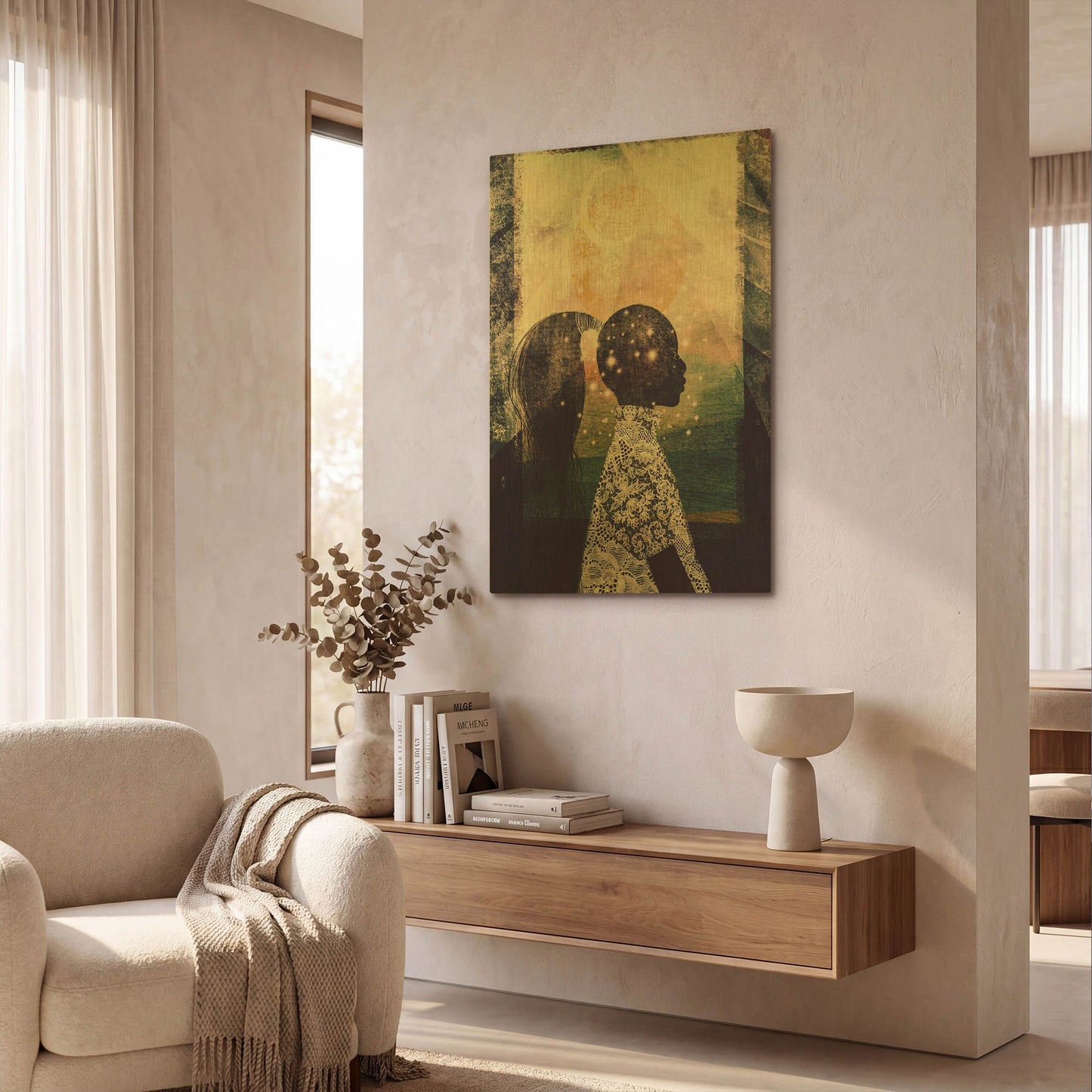 'The Sun, Stars and Moon' By Erin Robinson Gold Metal Wall Art