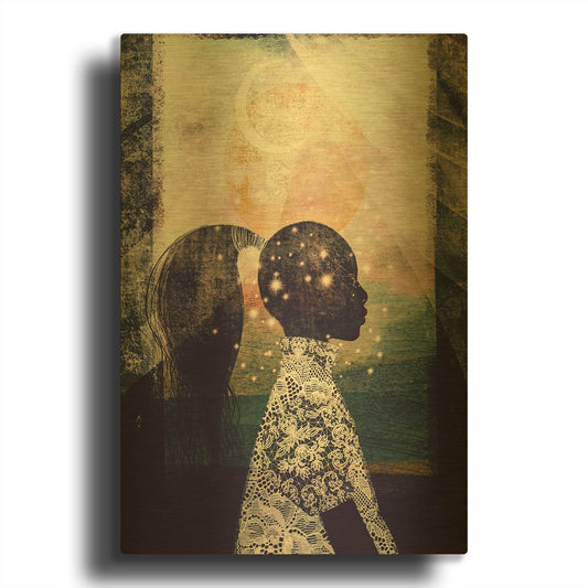 'The Sun, Stars and Moon' By Erin Robinson Gold Metal Wall Art
