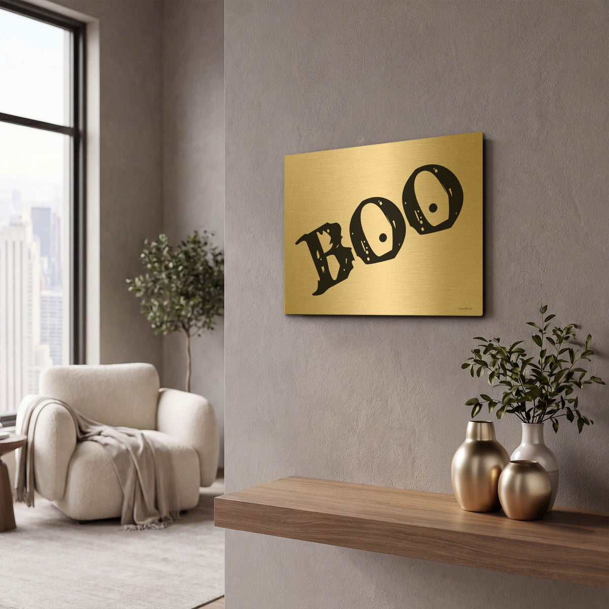 'Boo' By Lettered & Lined Gold Metal Wall Art