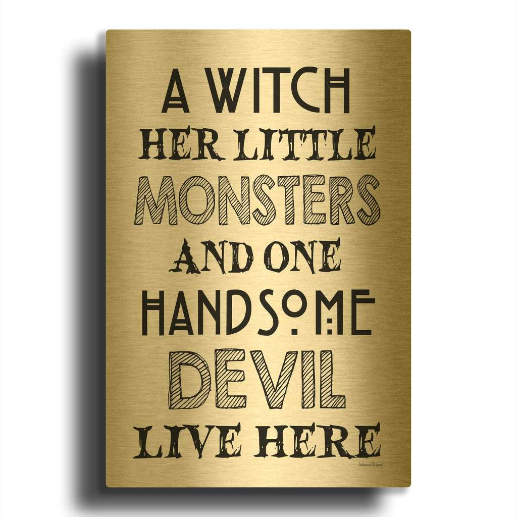 'A Witch' By Lettered & Lined Gold Metal Wall Art