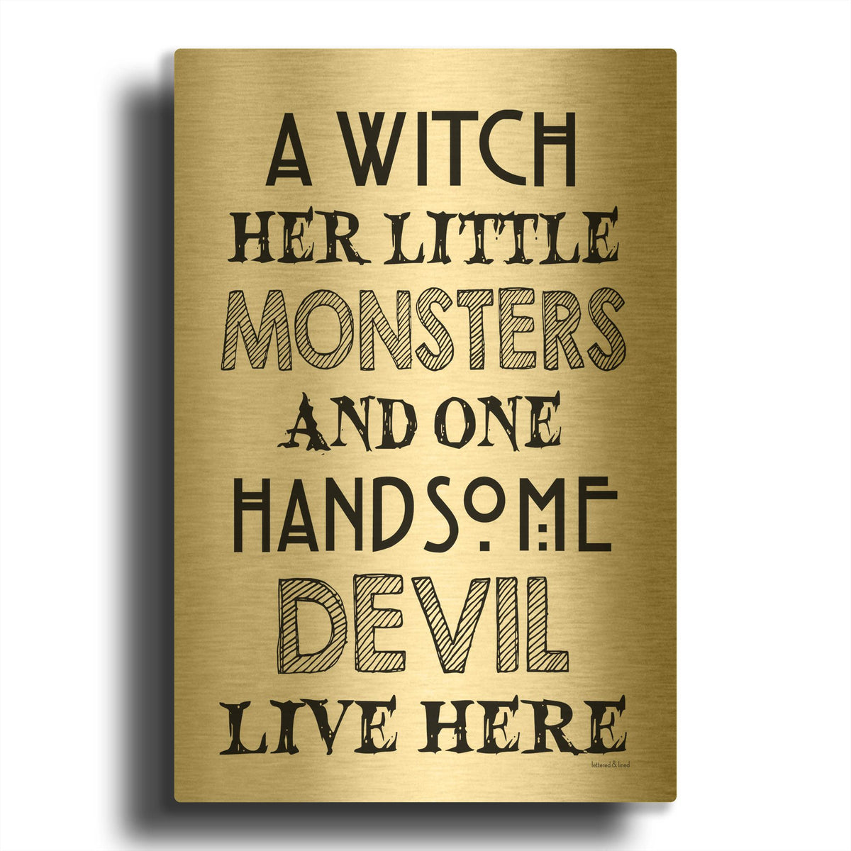 'A Witch' By Lettered & Lined Gold Metal Wall Art