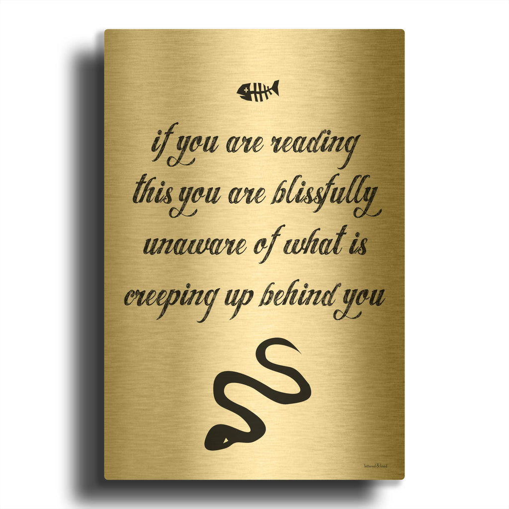 'Blissfully Unaware' By Lettered & Lined Gold Metal Wall Art