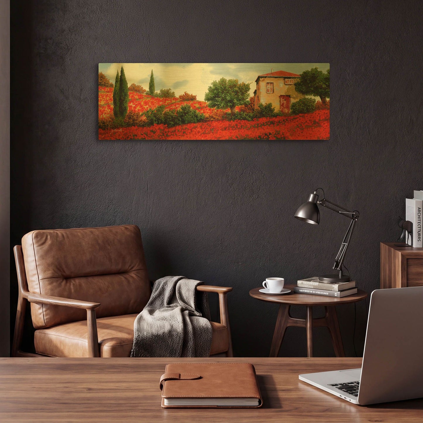 'Papaveri Sulle Colline' By Guido Borelli Gold Metal Wall Art