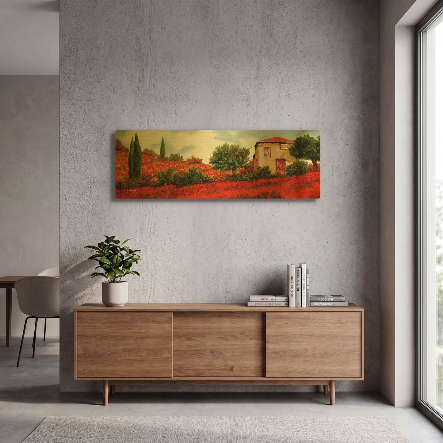 'Papaveri Sulle Colline' By Guido Borelli Gold Metal Wall Art