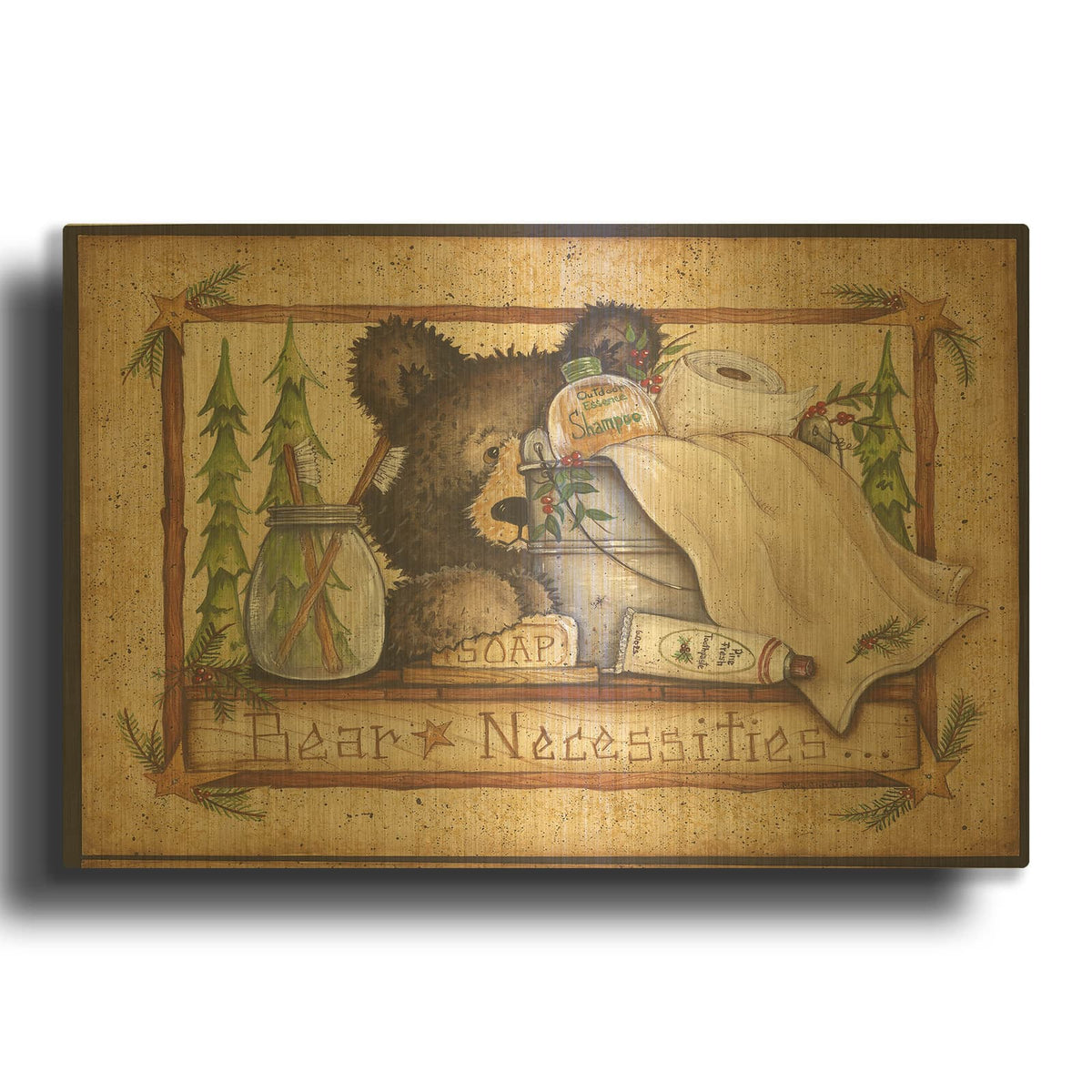 'Bear Necessities' By Mary Ann June Gold Metal Wall Art