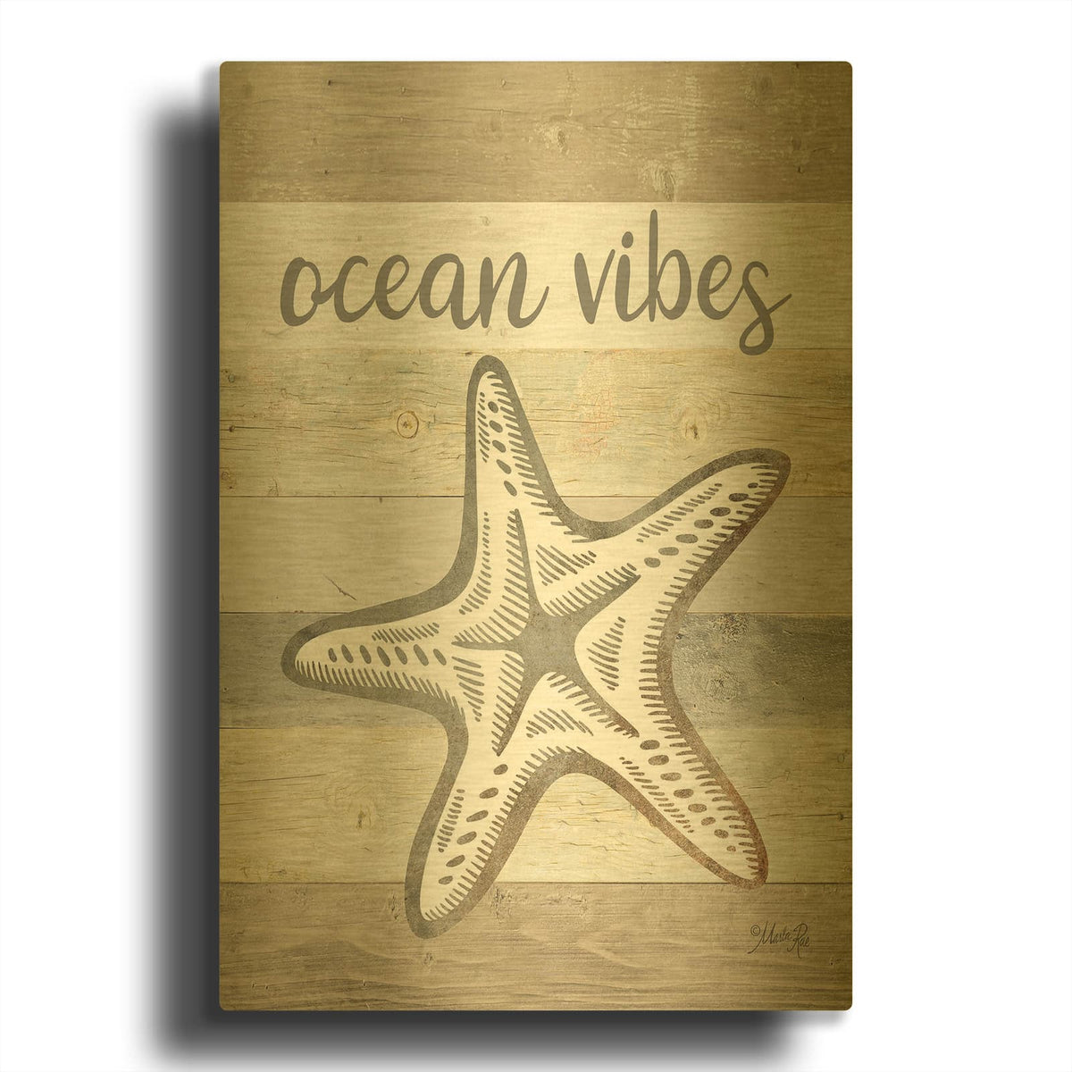 'Ocean Vibes Starfish' By Marla Rae Gold Metal Wall Art