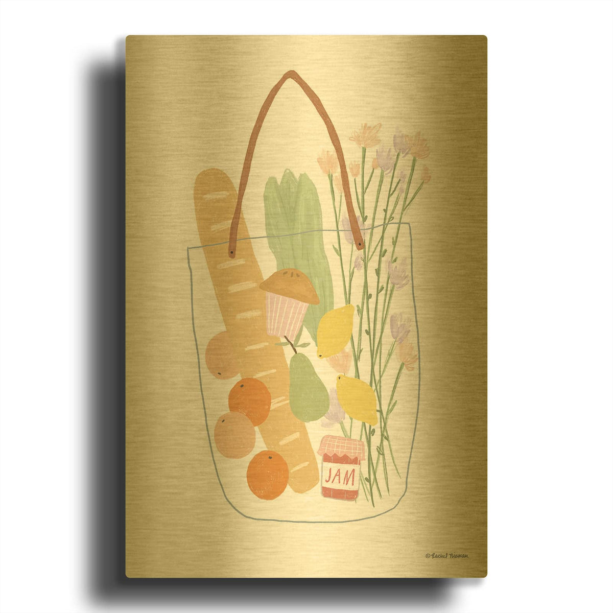 'Summer Shopping' By Rachel Nieman Gold Metal Wall Art
