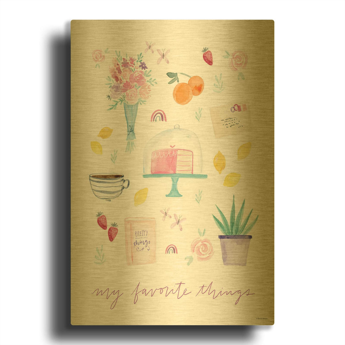 'My Favorite Things' By Rachel Nieman Gold Metal Wall Art
