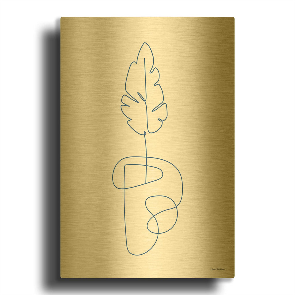 'One Line Botanical I' By Seven Trees Design Gold Metal Wall Art