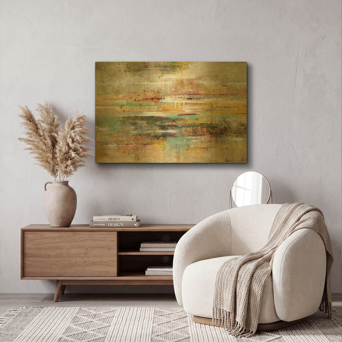 'Oasis Reflection' By Ingeborg Herckenrath Gold Metal Wall Art