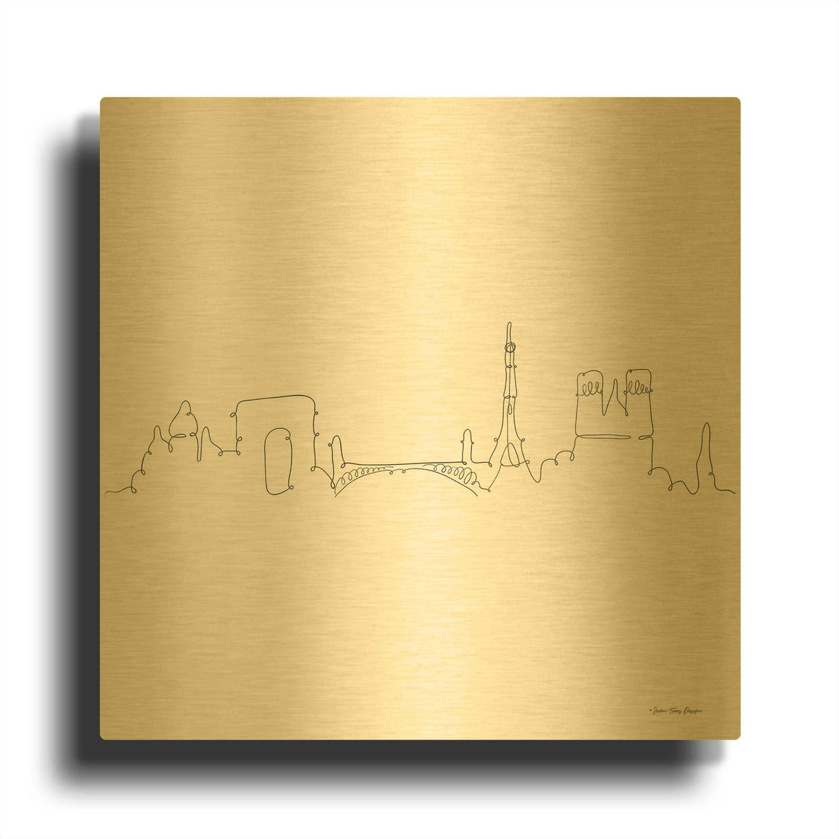 'One Line Paris' By Seven Trees Design Gold Metal Wall Art