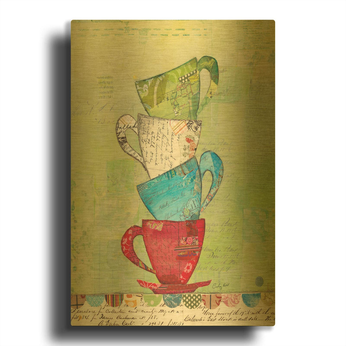 'Come for Tea' By Courtney Prahl Gold Metal Wall Art