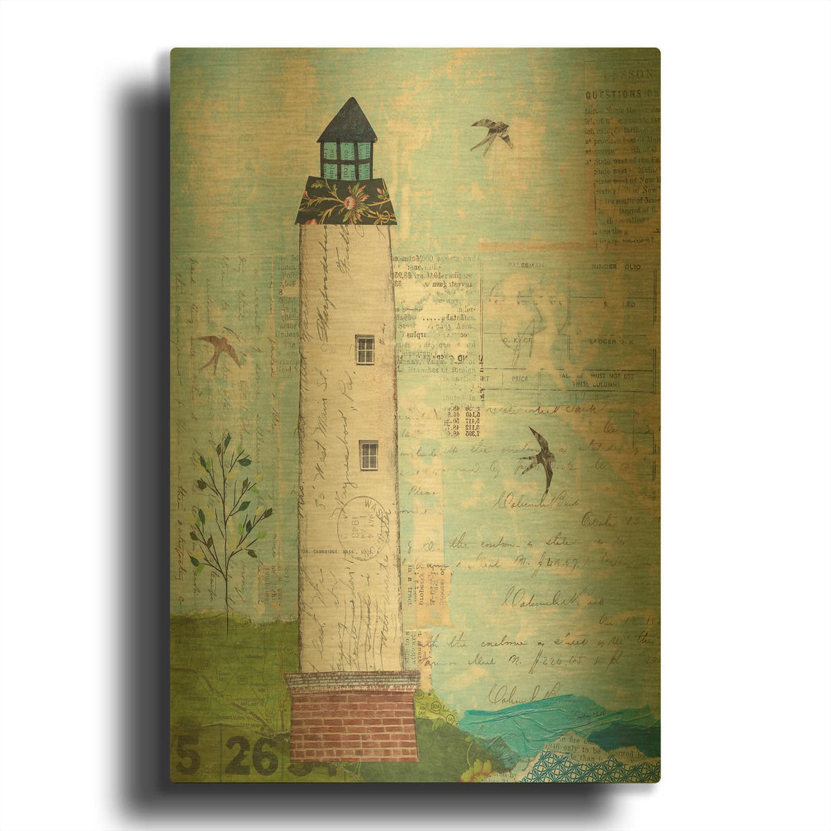 'Coastal Lighthouse I' By Courtney Prahl Gold Metal Wall Art