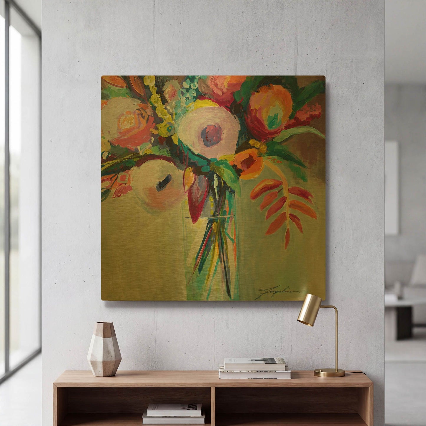 'Ode to Summer 7' By Jacqueline Brewer Gold Metal Wall Art