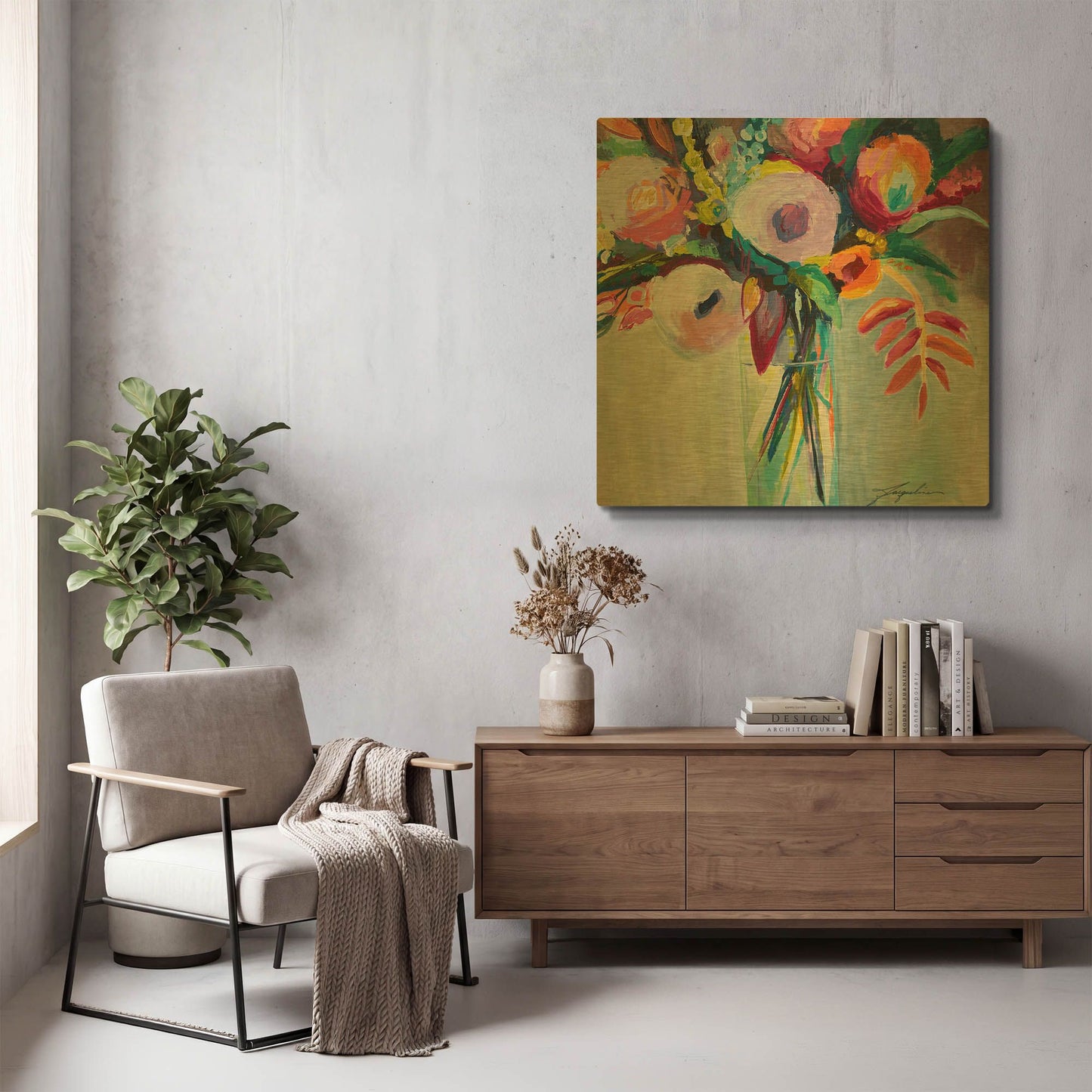 'Ode to Summer 7' By Jacqueline Brewer Gold Metal Wall Art