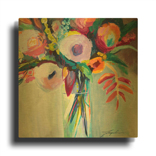 'Ode to Summer 7' By Jacqueline Brewer Gold Metal Wall Art
