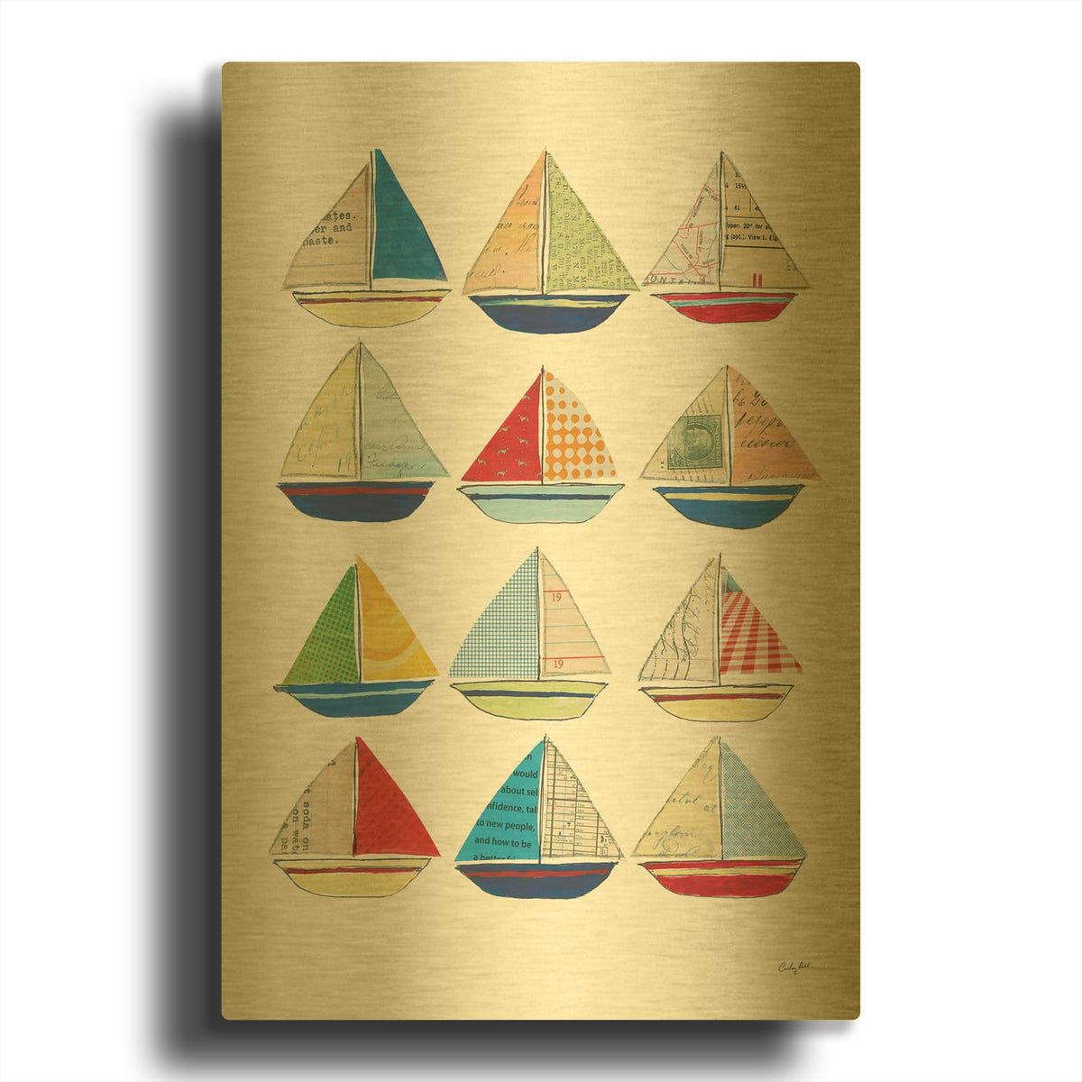 'Wind and Waves VII' By Courtney Prahl Gold Metal Wall Art