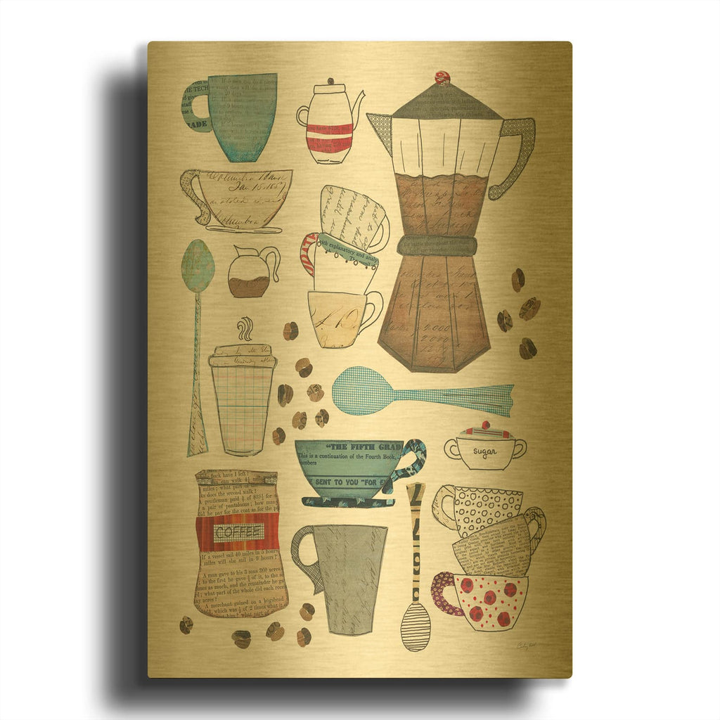 'Coffee Chart I v2' By Courtney Prahl Gold Metal Wall Art