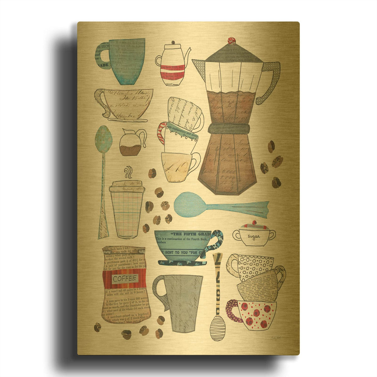 'Coffee Chart I v2' By Courtney Prahl Gold Metal Wall Art