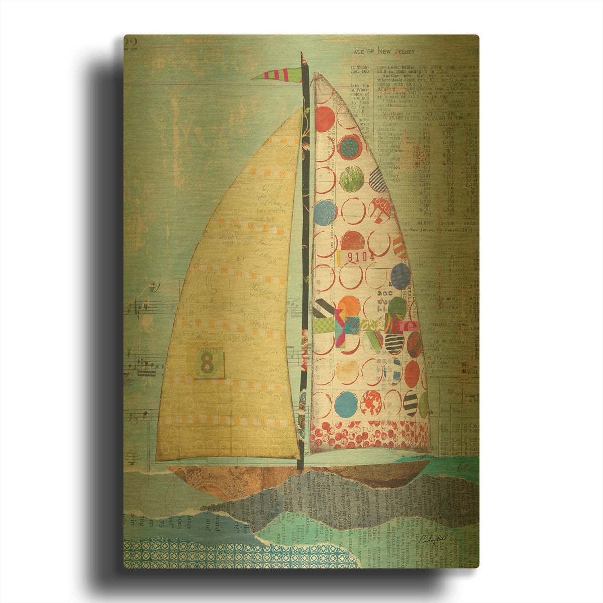 'At the Regatta I Sail' By Courtney Prahl Gold Metal Wall Art