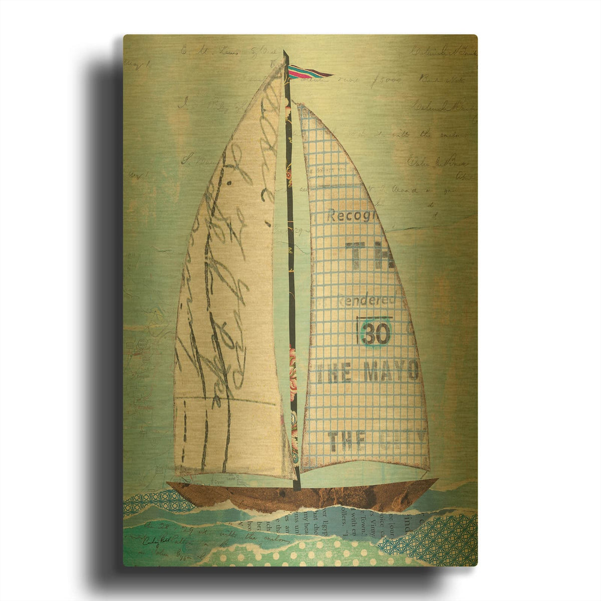 'At the Regatta III Sail' By Courtney Prahl Gold Metal Wall Art