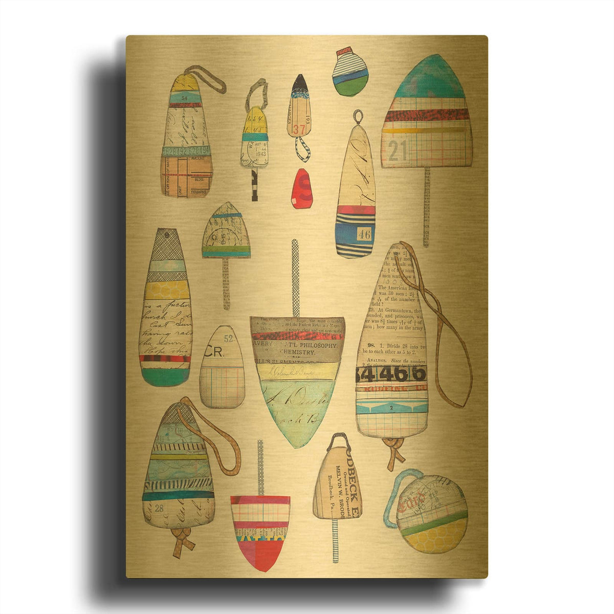 'Lobster Buoys' By Courtney Prahl Gold Metal Wall Art
