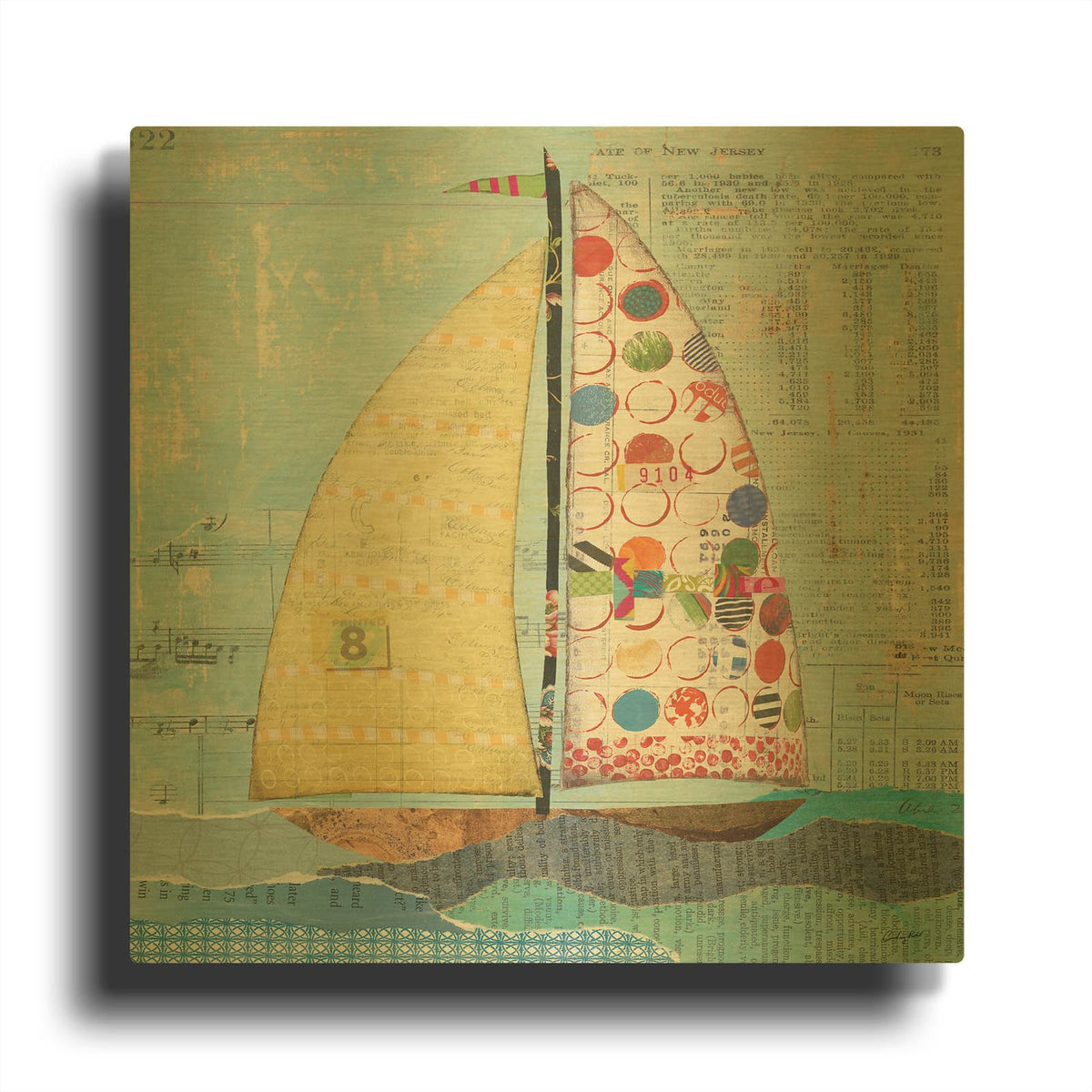 'At the Regatta I Sail Sq' By Courtney Prahl Gold Metal Wall Art