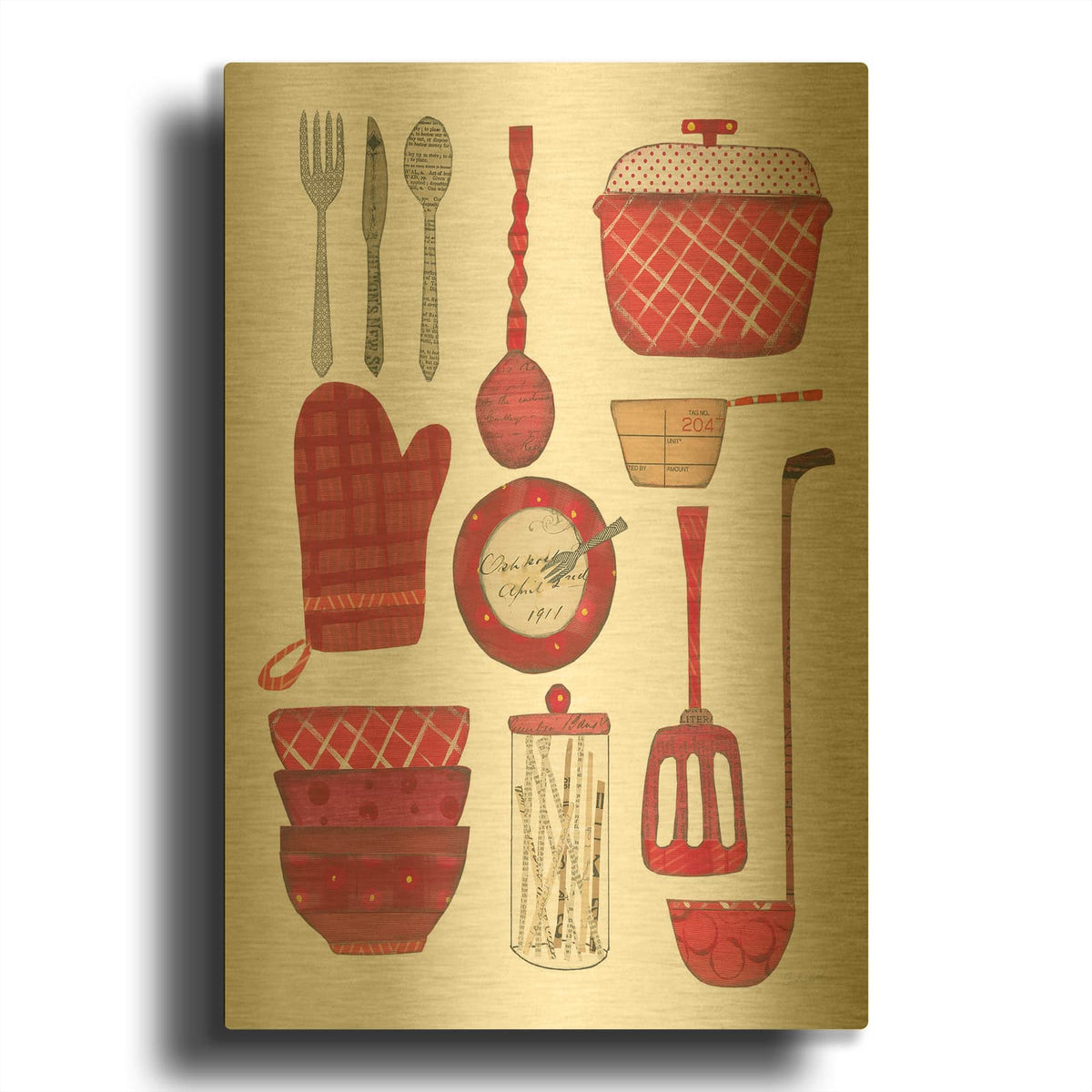 'Cool Kitchen II' By Courtney Prahl Gold Metal Wall Art