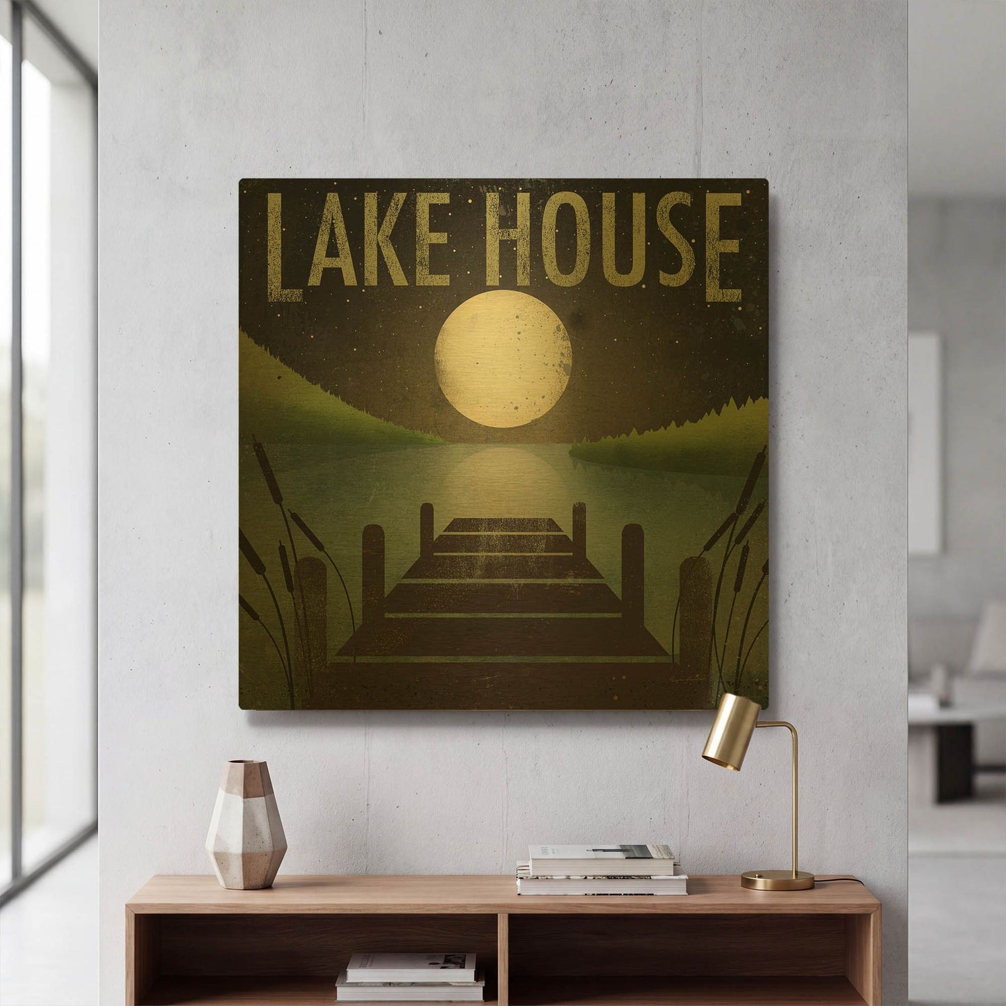 'Lake House' By Ryan Fowler Gold Metal Wall Art