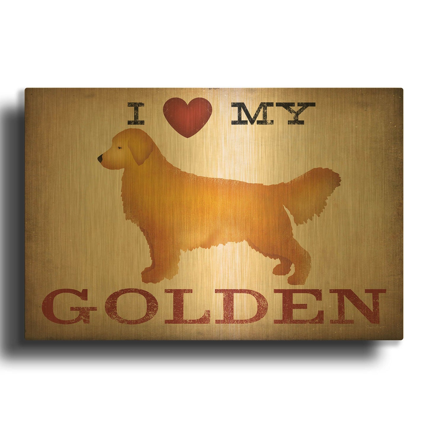 'Golden Dog at Show Love III' By Ryan Fowler Gold Metal Wall Art