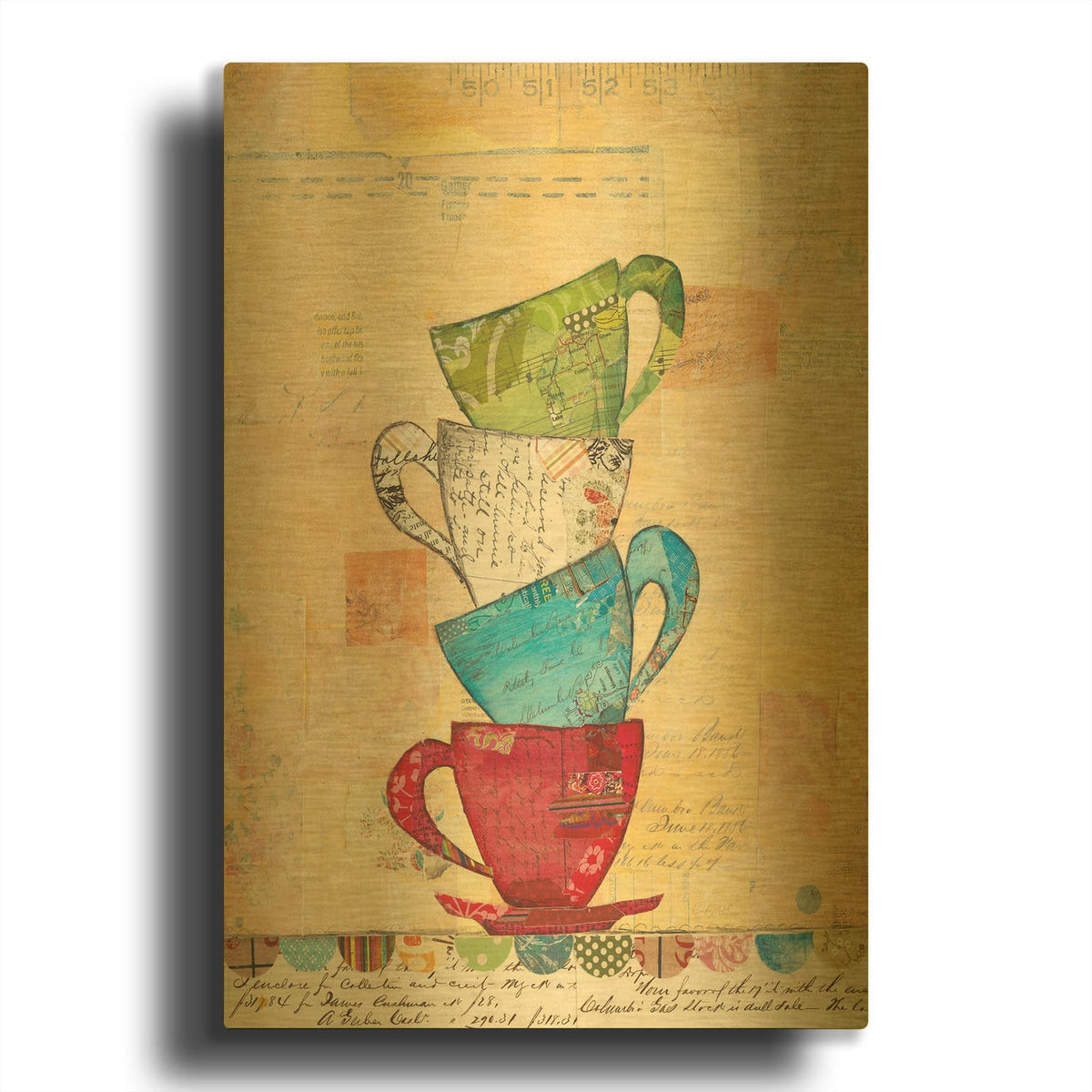'Come for Tea Orange' By Courtney Prahl Gold Metal Wall Art