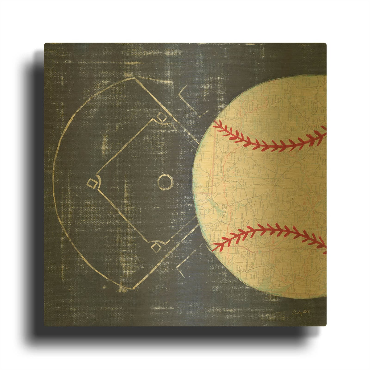 'On the Field III' By Courtney Prahl Gold Metal Wall Art