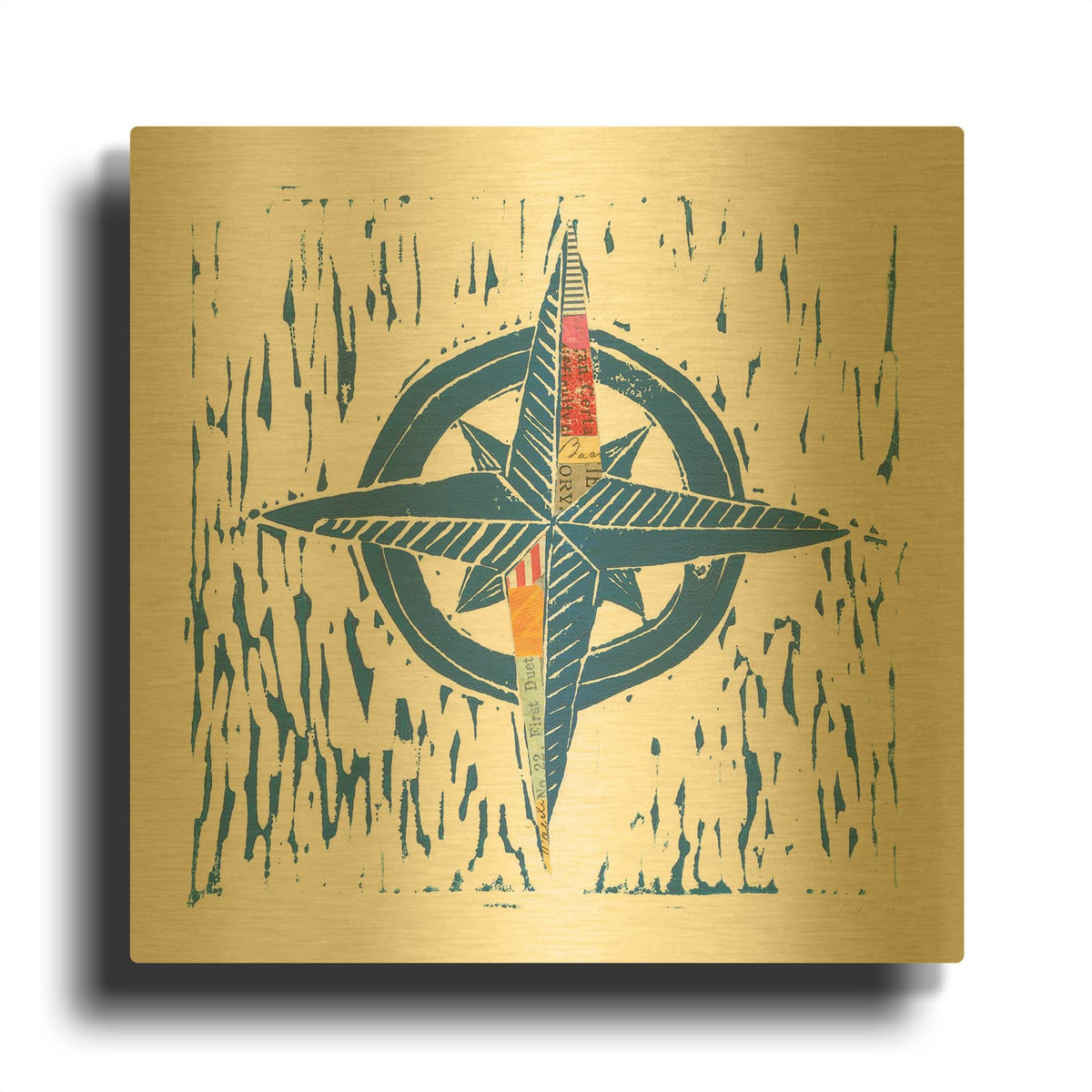'Nautical Collage I' By Courtney Prahl Gold Metal Wall Art