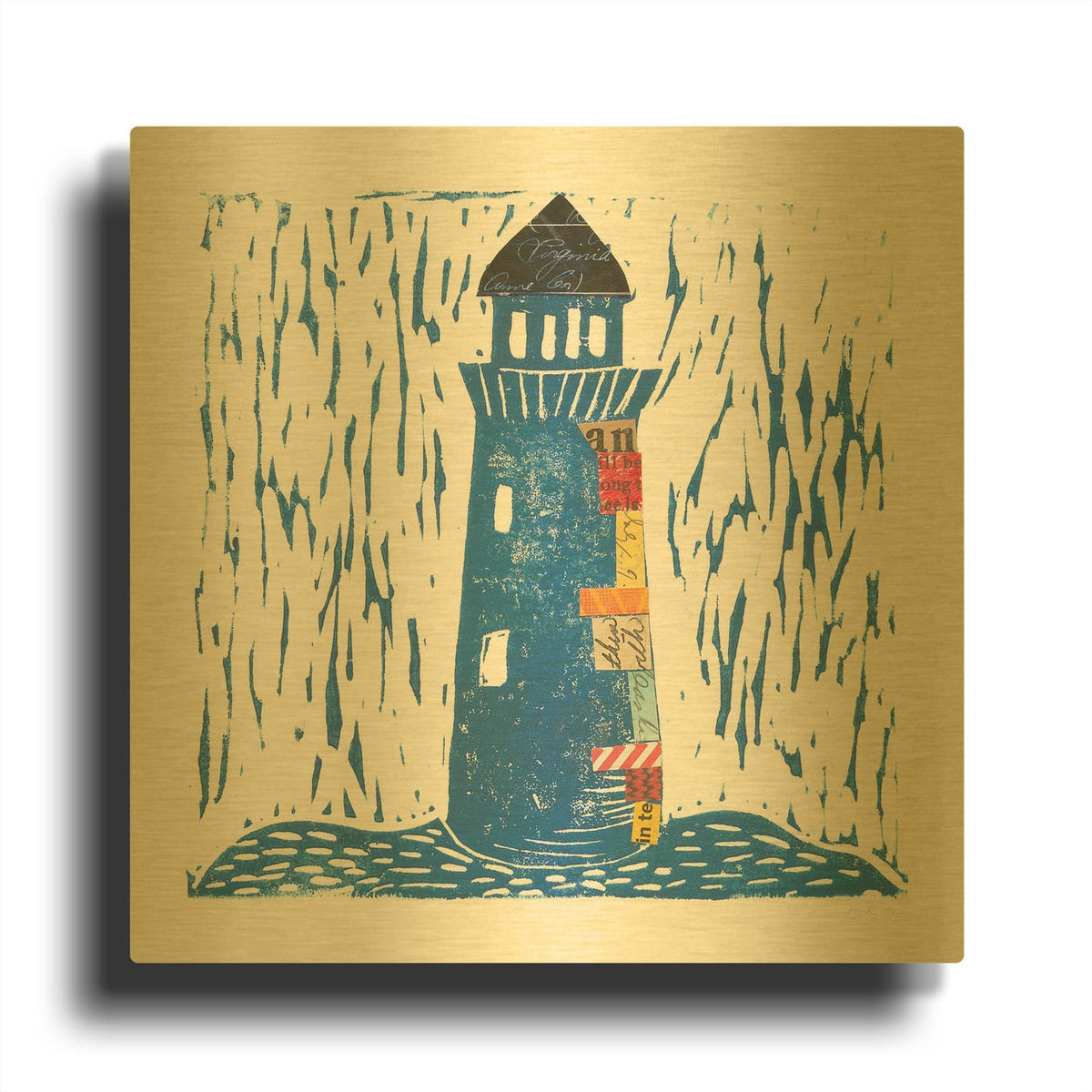 'Nautical Collage II' By Courtney Prahl Gold Metal Wall Art